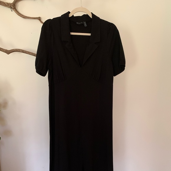 ASOS DESIGN tea dress with collar in black - Picture 4 of 5